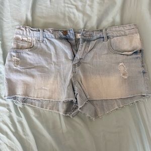 light blue distressed shorts
